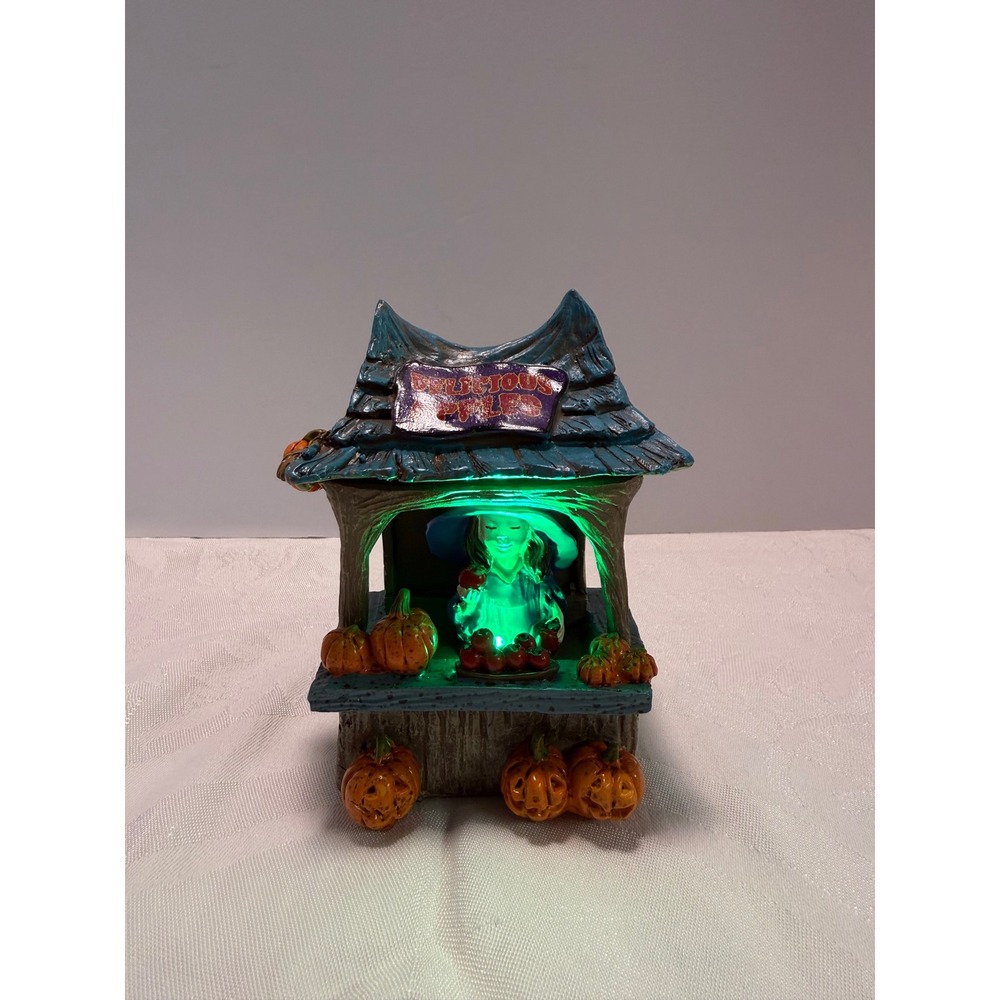 FG Square Halloween Village Delicious Apples Witch Market Stall LED Light Up